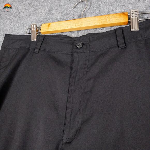 PGA Tour Chino Shorts Black Flat Front Slash Pockets Men's Size 36 - Picture 3 of 7